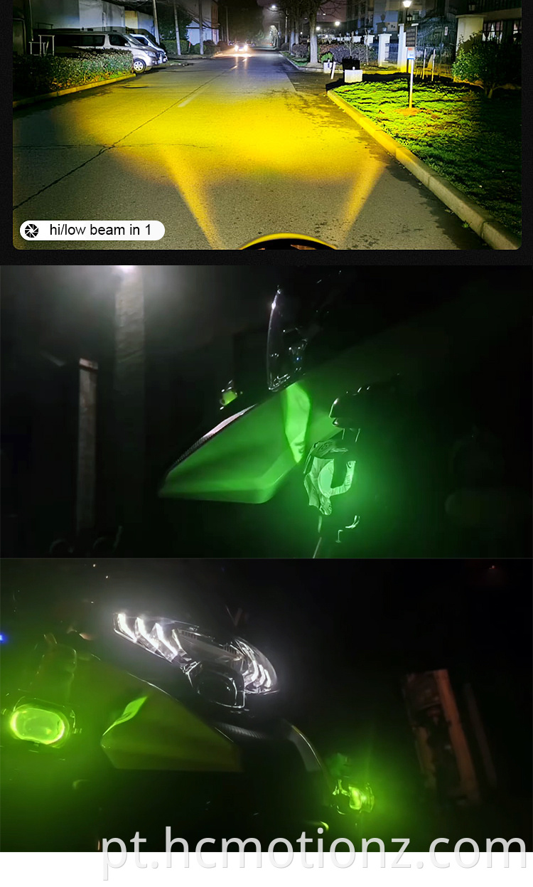 Fábrica HCMOTION ALTO BAIXO BAIXO BAIXA 60W Super BLIGNIMENTO RGB Muti Color DRL Motocicleta Spot Light Auxiliar LED Spotlight Highlight